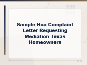 Sample Hoa Mediation Request Letter for Texas Homeowners